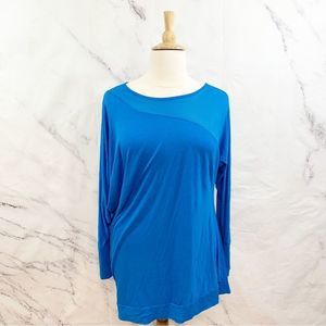 Blue Asymmetrical Mesh Dolman